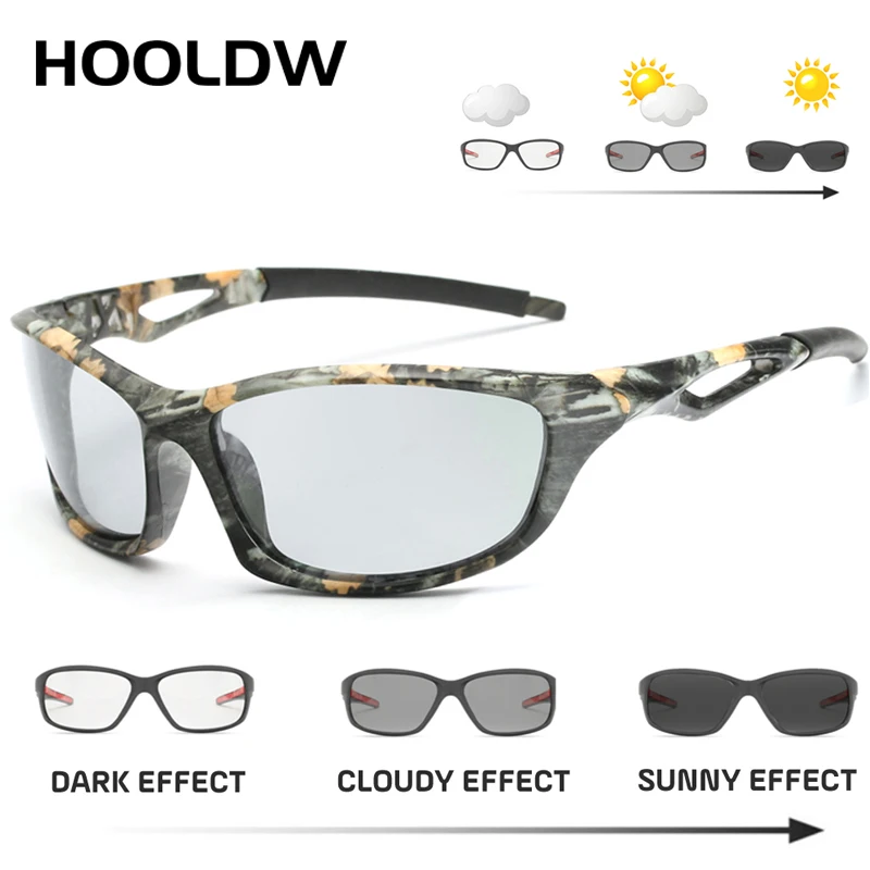 HOOLDW Yeni Fotokromik Güneş Gözlüğü Erkekler Sürüş polarize güneş gözlükleri Kadınlar Açık Spor Gözlüğü Bukalemun Renk Değiştiren Gözlük