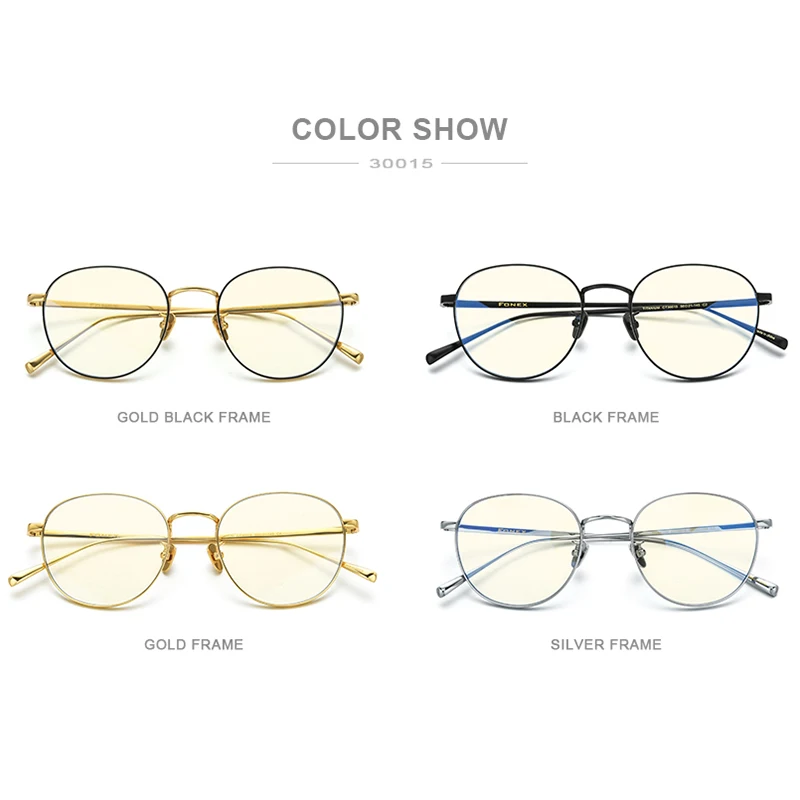 FONEX Saf Titanyum Anti Mavi ışık engelleme Gözlük Kadınlar için Retro Oval Gözlük Erkekler 2020 Yeni Vintage Optik Gözlük 30015