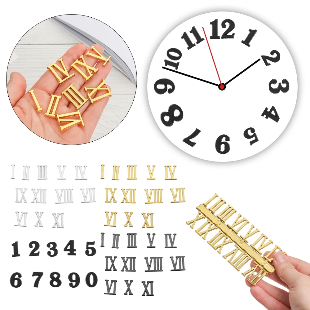 1 Takım Kuvars Saat Rakamları Aksesuarları Arapça Numarası Romen Rakamları Saat Parçaları El Yapımı Malzeme Geri Dijital Tamir Araçları.