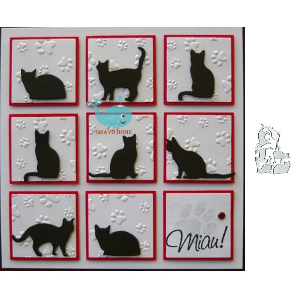 Hayvan kedi Metal Kesme Ölür Scrapbooking Stencil Albümü Kağıt DIY Hediye Kartı Dekorasyon Kabartma Ölür Yeni 2019