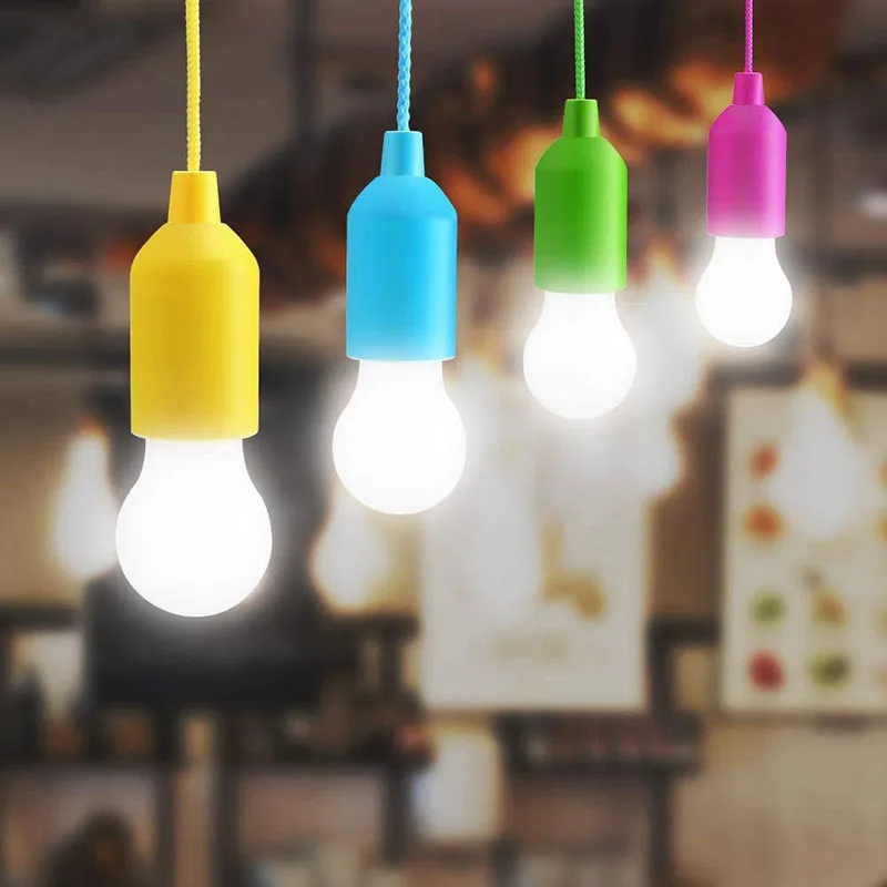 Açık Taşınabilir Renkli Çekme ampul ışık LED lamba kamp feneri Akülü renkli LED Ampul Asılı Lamba aydınlatma