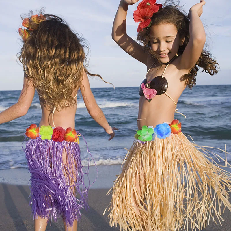 1 adet 30-40cm hawaiian hula etek Kadın Çocuk Sahne Giyinmek plastik etekler yaz Hawaii parti giysileri malzemeleri