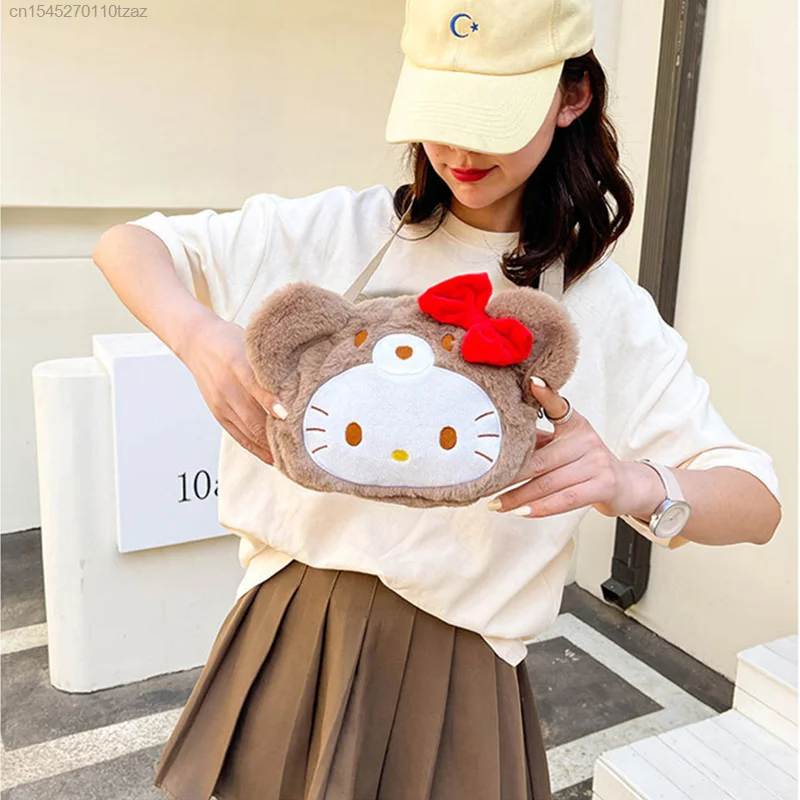 Kawaii Sanrio Hello Kitty Karikatür Omuz Çantaları KT Kedi Moda Hayvan peluş oyuncaklar Çanta Anime Dolması Çapraz Vücut Çanta Kız Hediyeler