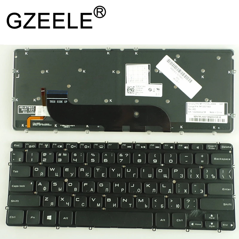 GZEELE DELL XPS 13 9333 L321X L322X Klavye Arkadan Aydınlatmalı Rusça