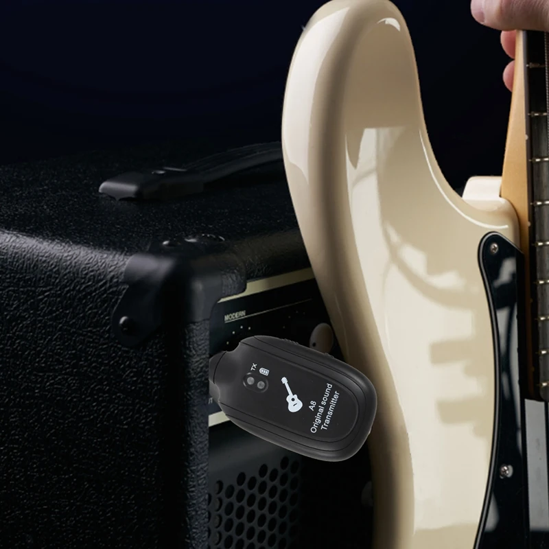 UHF Gitar Kablosuz Sistemi Verici Alıcı Dahili Şarj Edilebilir