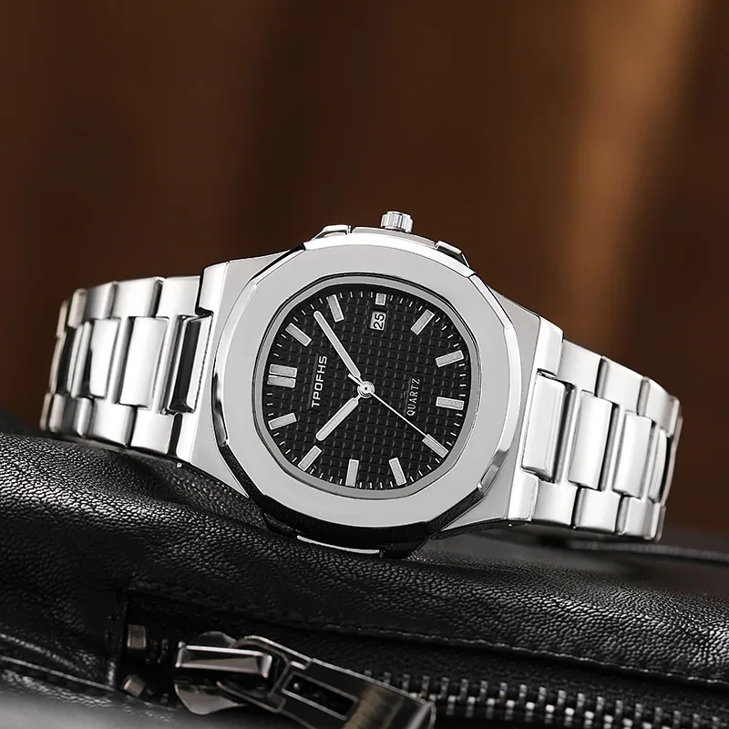 Erkekler Lüks Paslanmaz Çelik İzle Takvim Tarihi Kuvars kol saati Saatler Adam İş Aydınlık Saat relogio masculino 2022