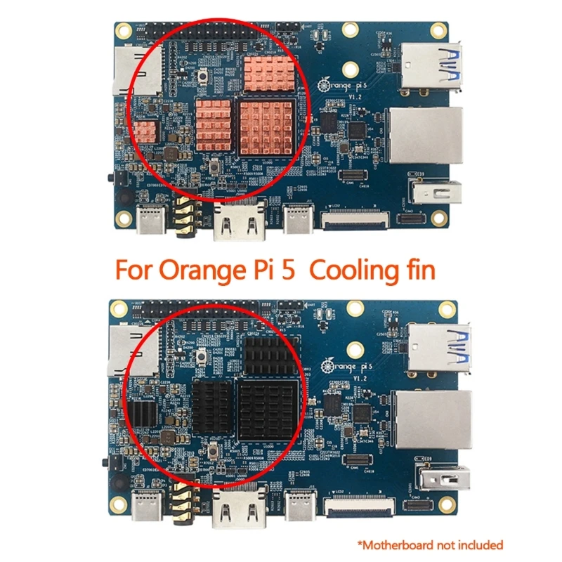 N58E ısı emici turuncu Pi 5 soğutucu radyatör bakır / alüminyum soğutucu pedleri 4 ADET