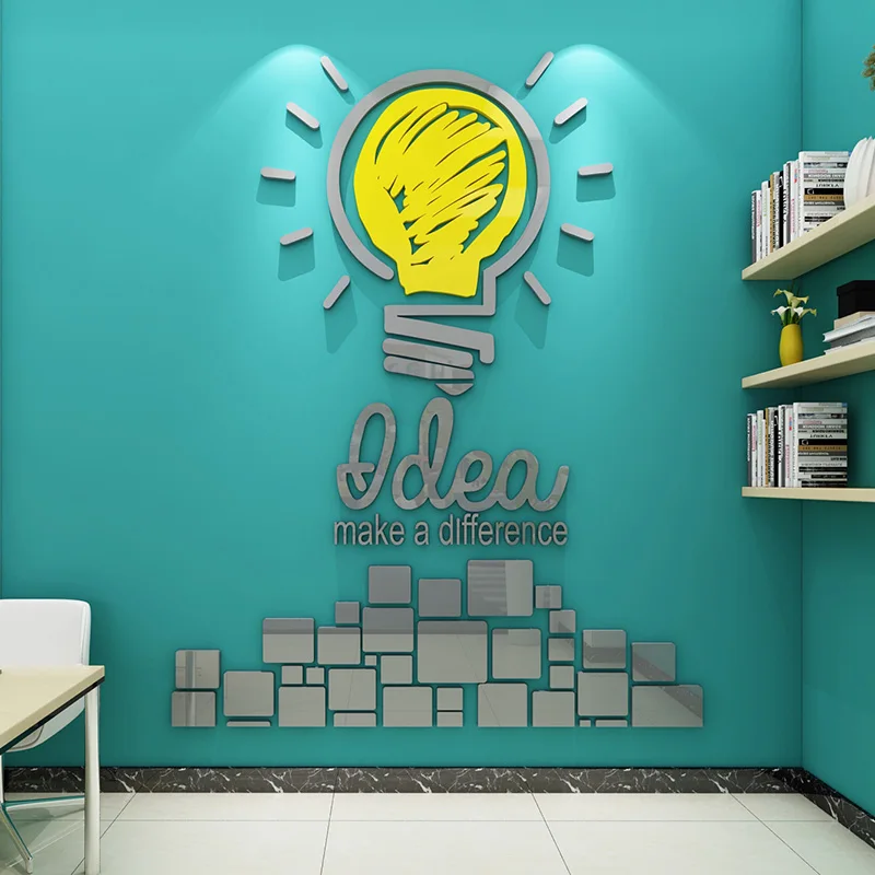 WS180 Yaratıcı fikir İngilizce ilham sloganı sticker şirket ofis kurum kültürü duvar dekorasyon 3D duvar sticker