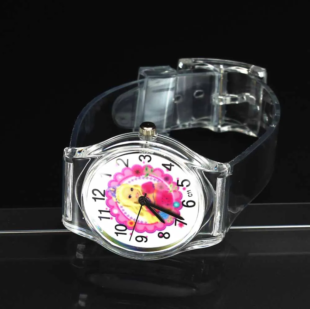 Güzel Prenses Karikatür Çocuk Çocuk Takı Erkek Kız Kauçuk Şeffaf Bebek doğum günü hediyesi kol saati