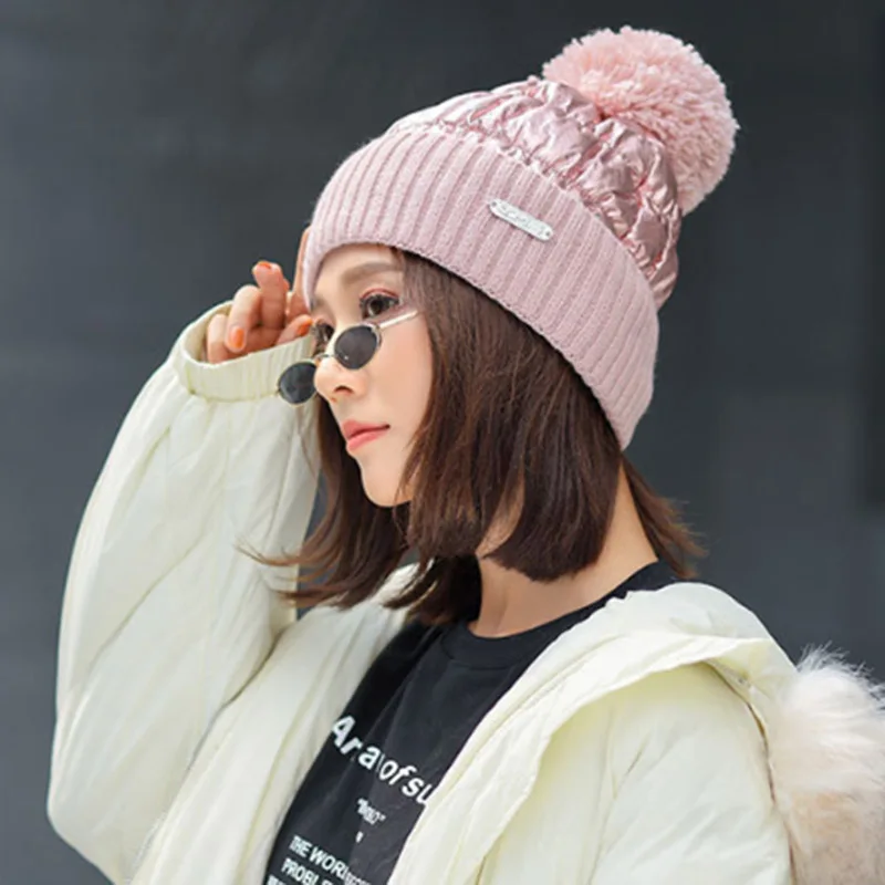Kadın Kış Moda Kasketleri Tatlı Sevimli Hedging Kap Kadife Yün Şapka Öğrenci Saç Topu Kapaklar Sıcak Çift Su Geçirmez örgü şapka