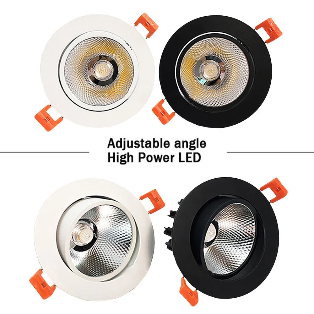 5W 10W 15W Gömme LED topak tavan Downlight Spot AC85-265V Ev Aydınlatma Ayarlanabilir Açı Alüminyum Tavan lamba ışığı D30