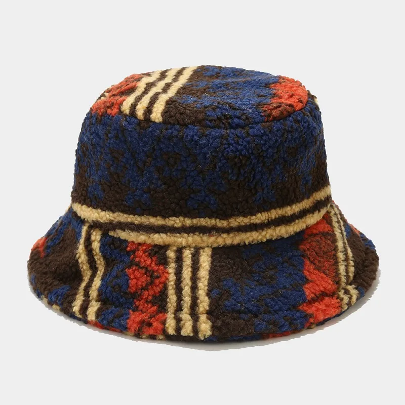 2021 Kış Kova Şapka retro kuzu yün adam Kadınlar için Sıcak Balıkçı Kap Kalınlaşmış Yumuşak Panama Şapka Moda Cloche Taklit Kürk Yumuşak