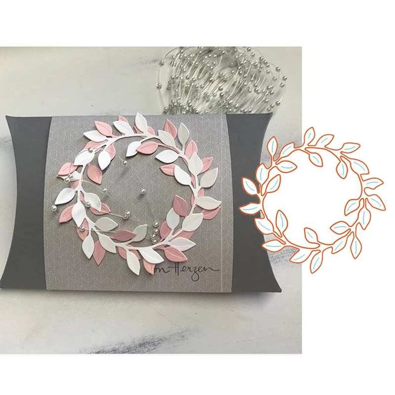 Metal Kesme Ölür yapraklar çelenk 2020 Yeni El Sanatları Kalıp Stencil DIY Scrapbooking Kağıt / fotoğraf Albümü Kartları Kabartma Kalıp