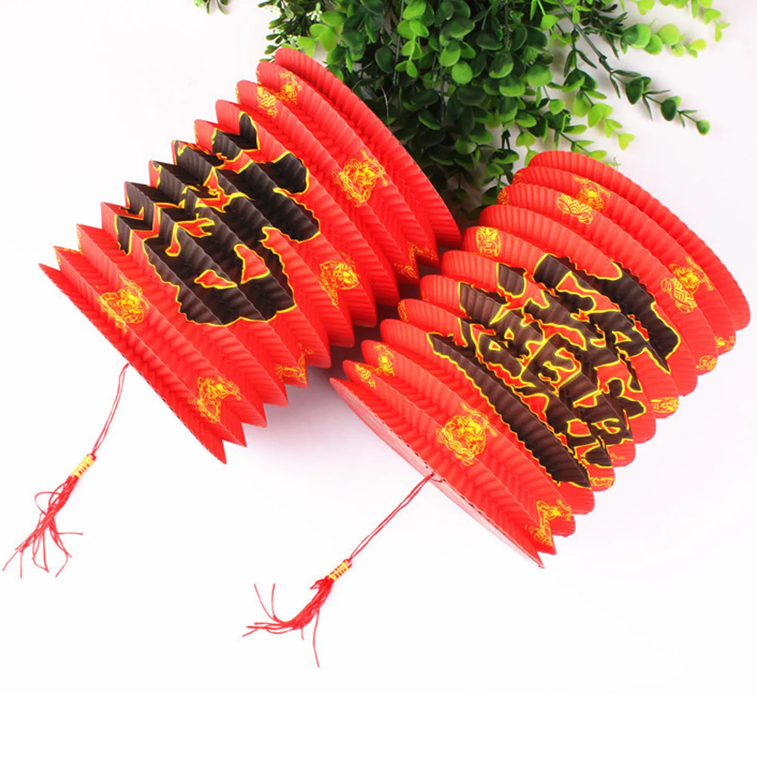 Behogar 10 PCS Katlanabilir El Iyi Servet Kırmızı Kağıt Fenerler için Çin Yeni Yıl Bahar Festivali Parti Ev Dekorasyon