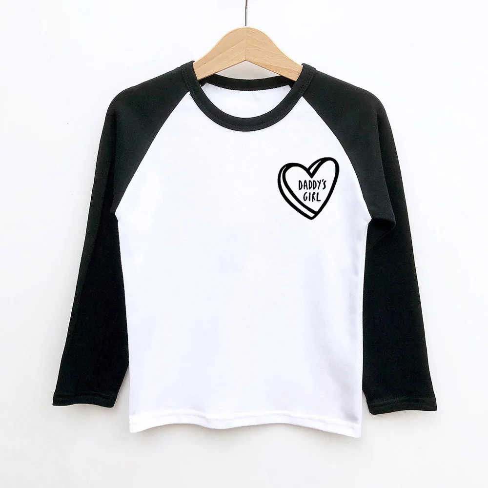 Babanın Kız Kalp Cep Çocuklar Raglan Tshirt Erkek Kız Uzun Kollu T Shirt Çocuk Yürümeye Başlayan Giysi Komik Tumblr En Tees